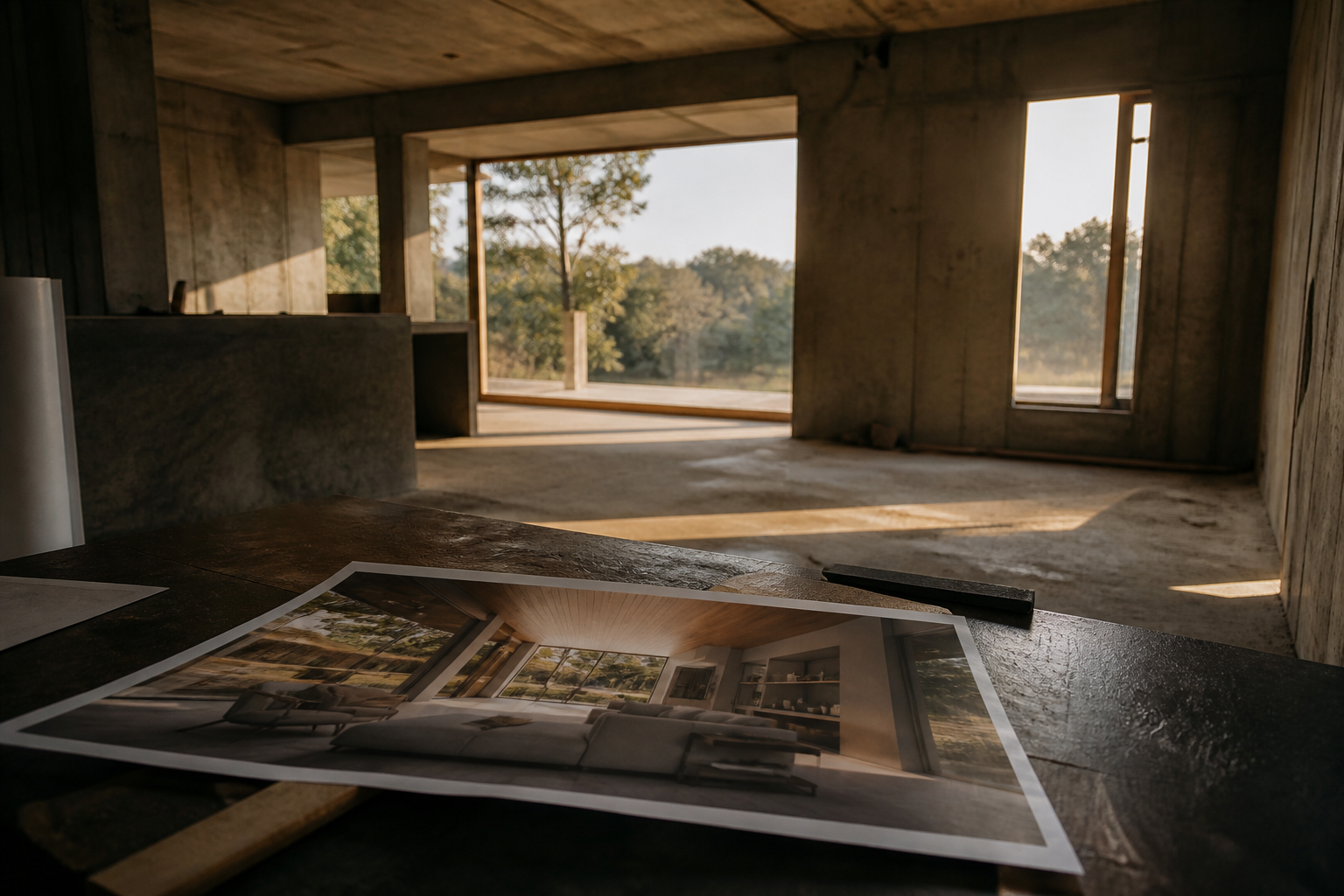 Comparación entre imagen de proyecto y obra construida